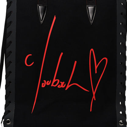 Christian Louboutin Braided Canvas Small Cabalace Shopper Tote Black 6 of 12