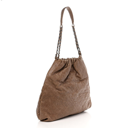 Chanel Distressed Glazed Caviar Quilted Large Elastic Tote Brown 2 of 11