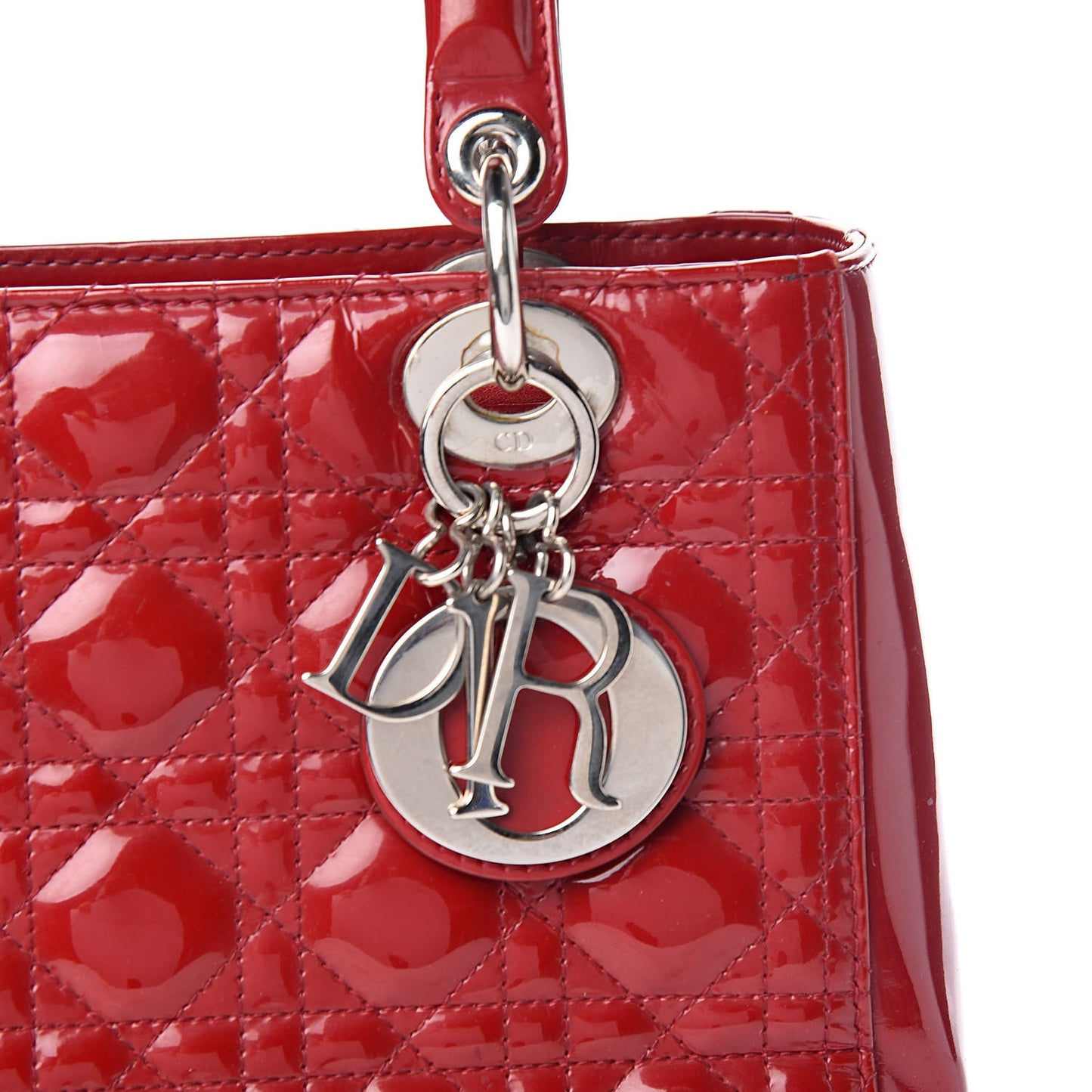 Patent Cannage Medium Lady Dior Red