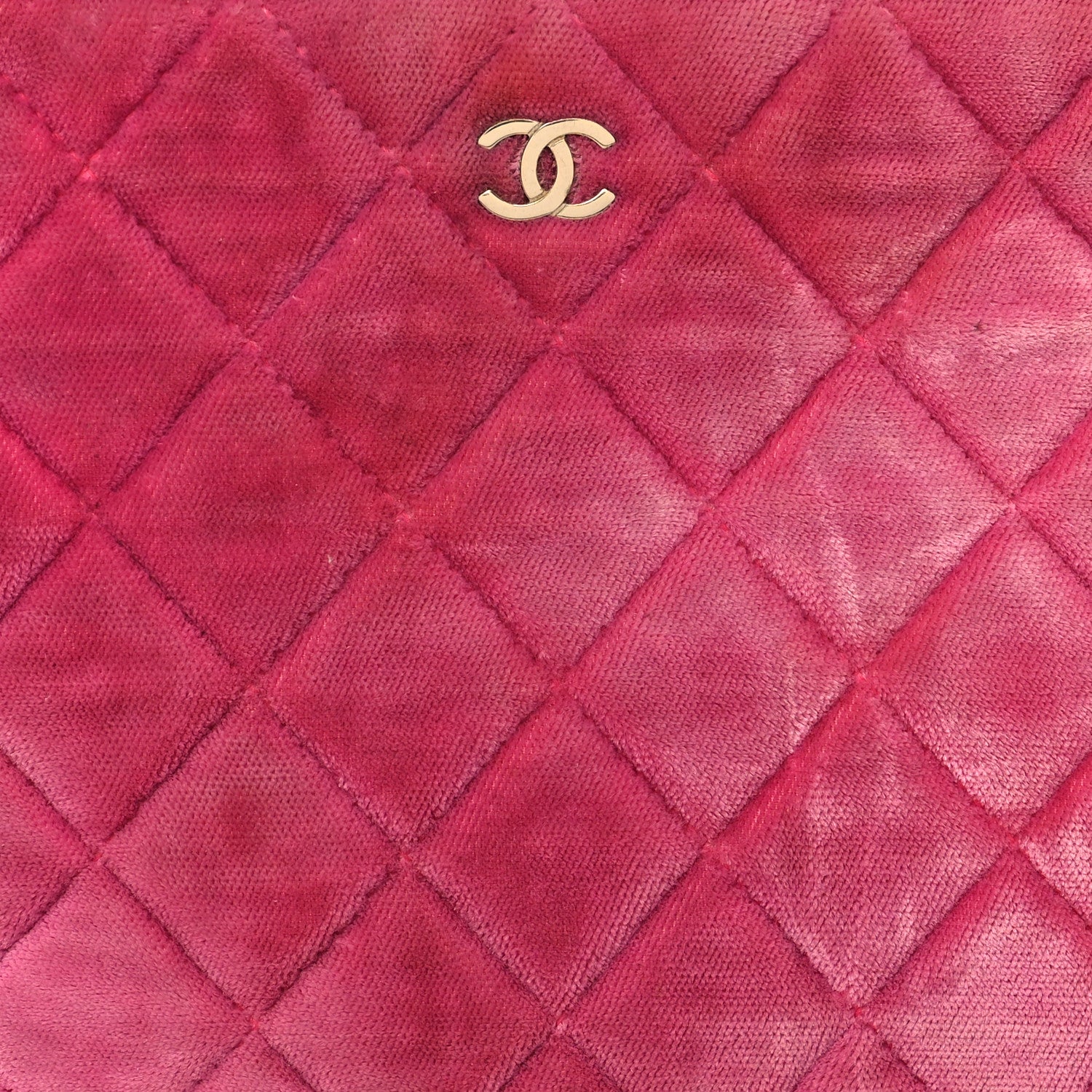 Chanel Velvet Quilted Medium Cosmetic Case Pink 8 of 12