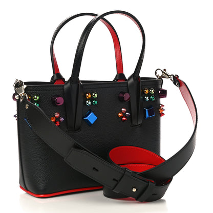 Christian Louboutin Calfskin Embellished Mini East West Cabata Tote Black 2 of 10