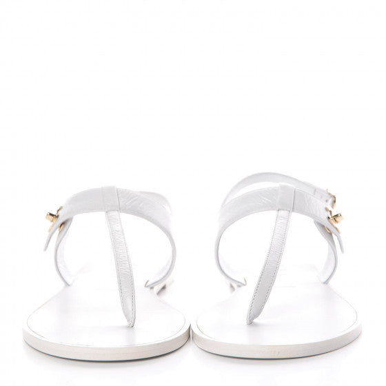 Lambskin CC Thong Sandals 39 White