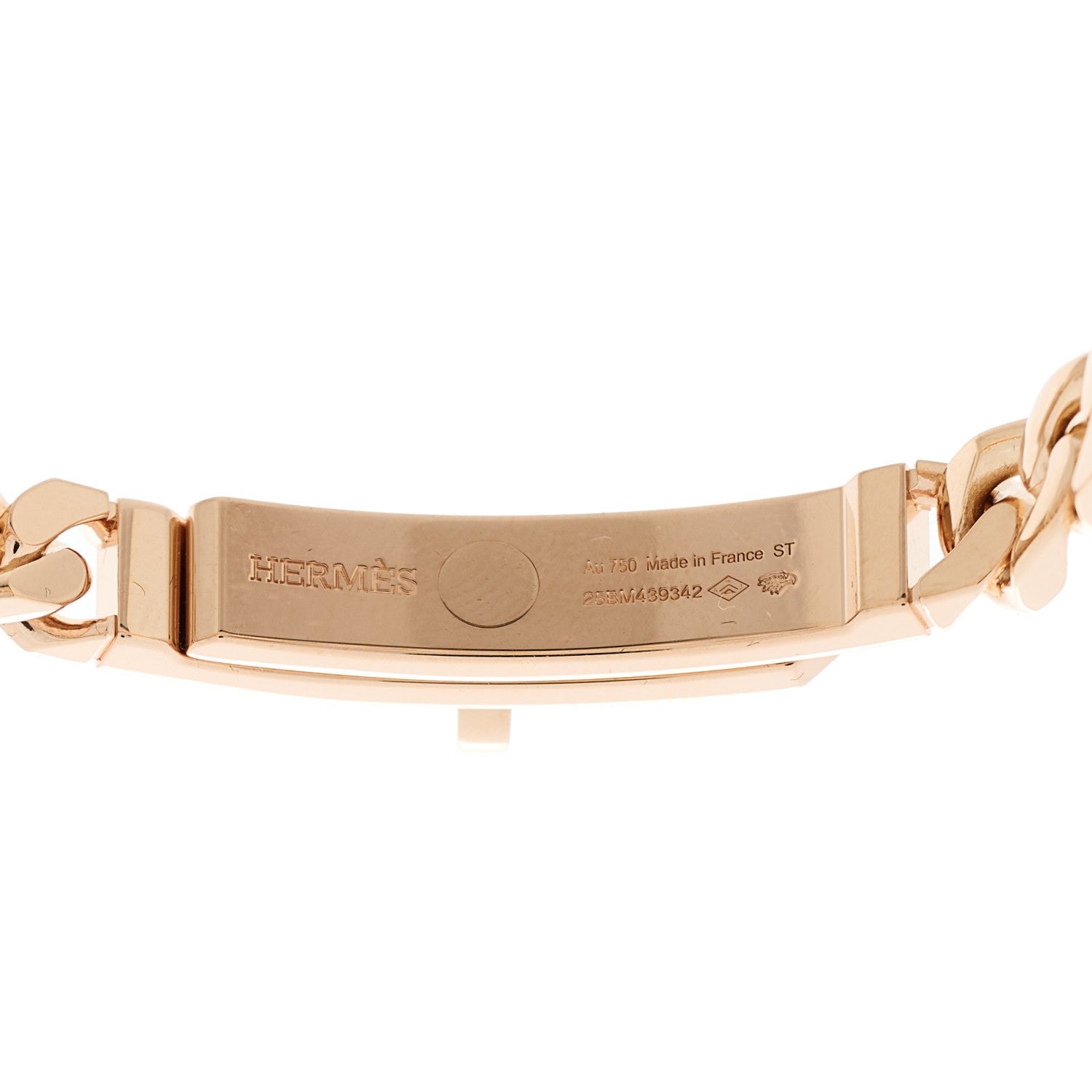 Hermes 18K Rose Gold Diamond PM Kelly Gourmette Bracelet ST 3 of 4