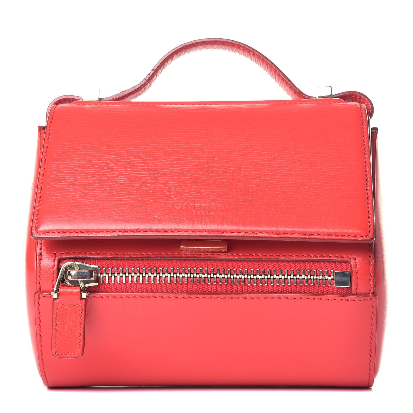 Textured Calfskin Mini Pandora Box Crossbody Bag Red