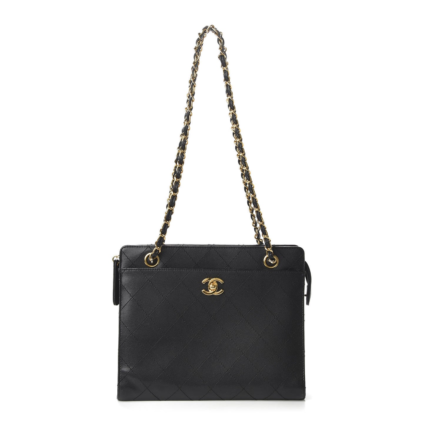 Caviar Diamond Stitched Shoulder Bag Black