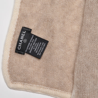 Chanel Cashmere Silk CC Scarf Beige 5 of 5