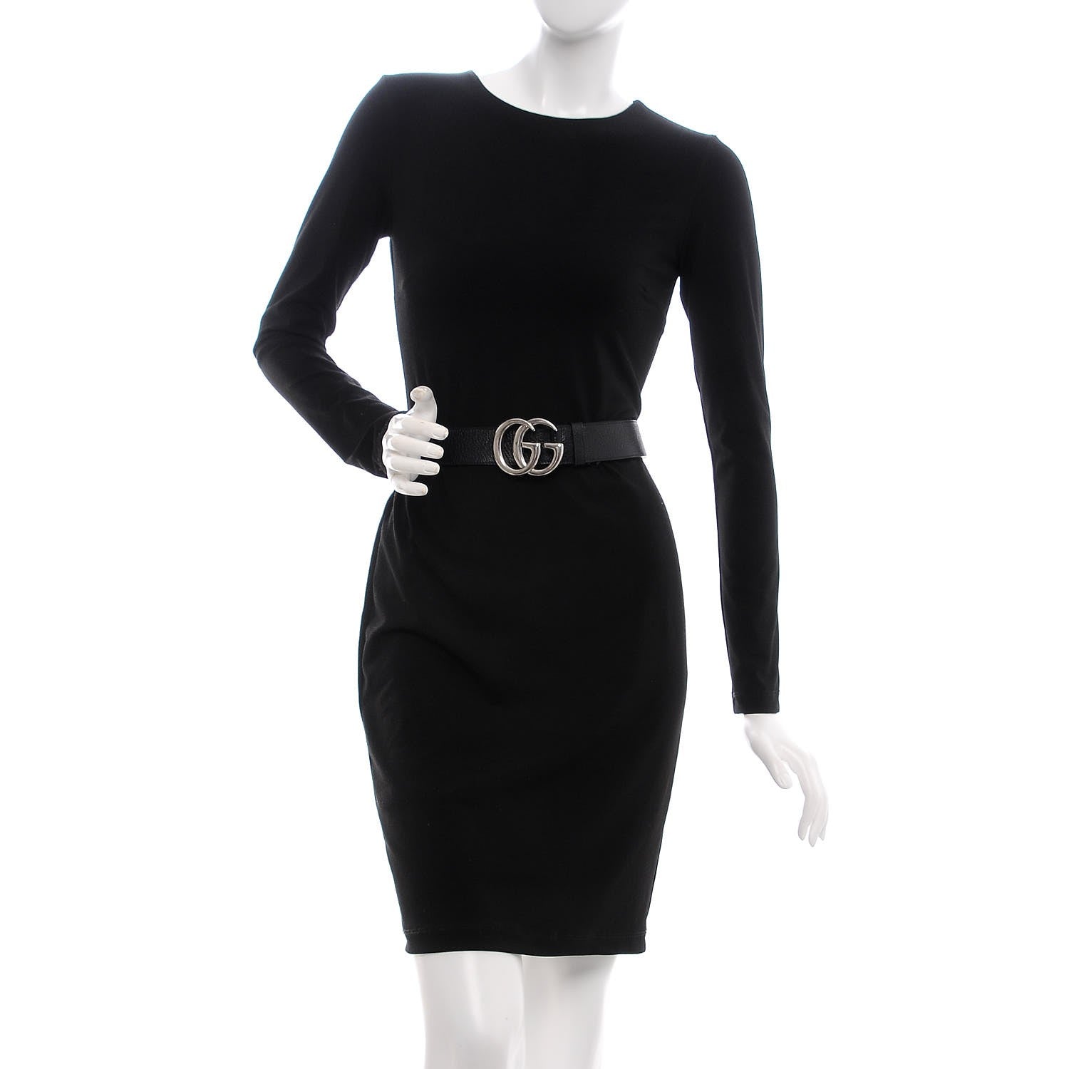 Gucci Textured Dollar Calfskin Nickel Double G 40mm Belt 85 34 Black 2 of 7