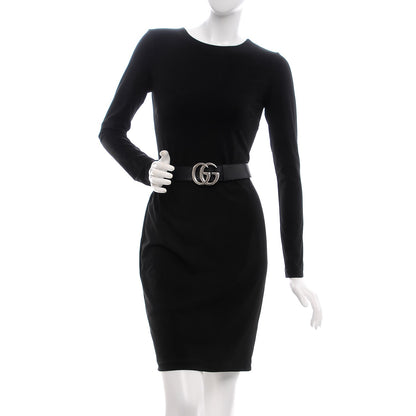 Gucci Textured Dollar Calfskin Nickel Double G 40mm Belt 85 34 Black 2 of 7