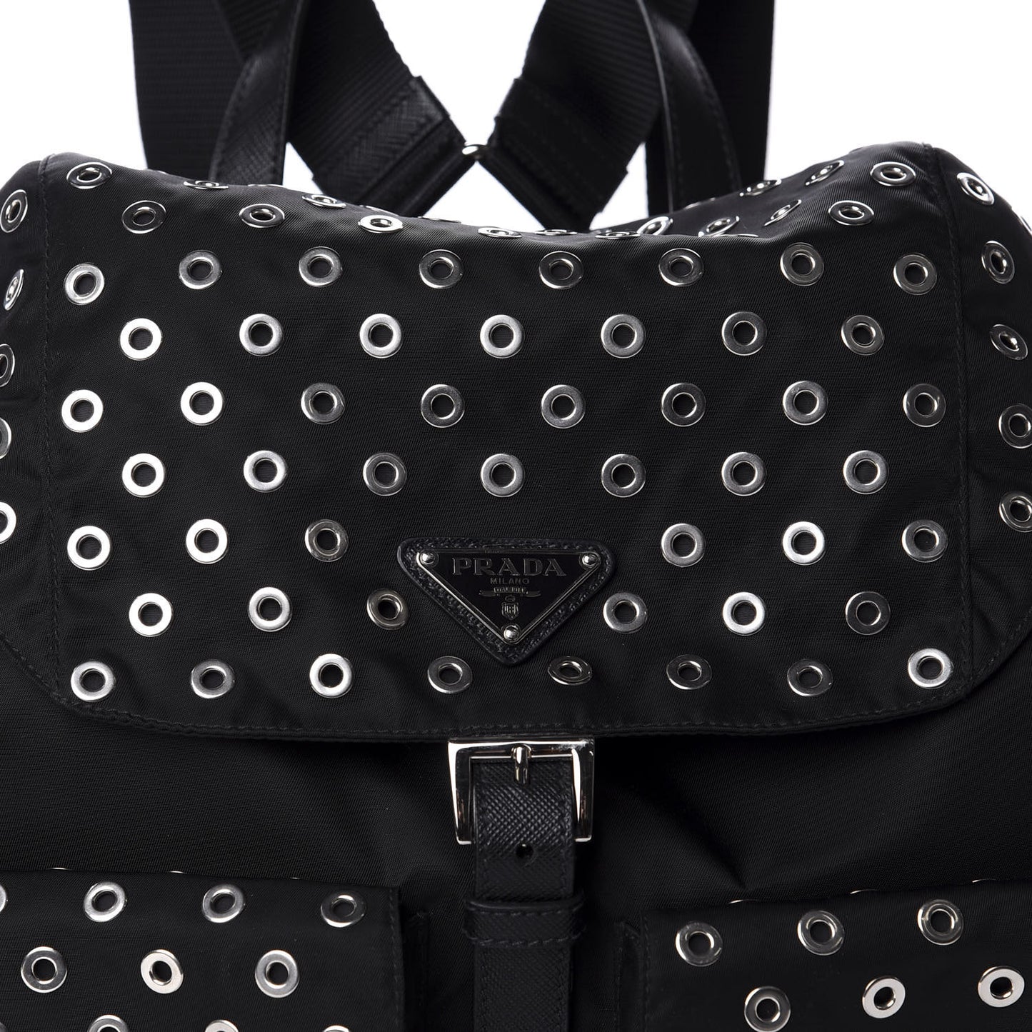 Tessuto Nylon Grommet Backpack Black
