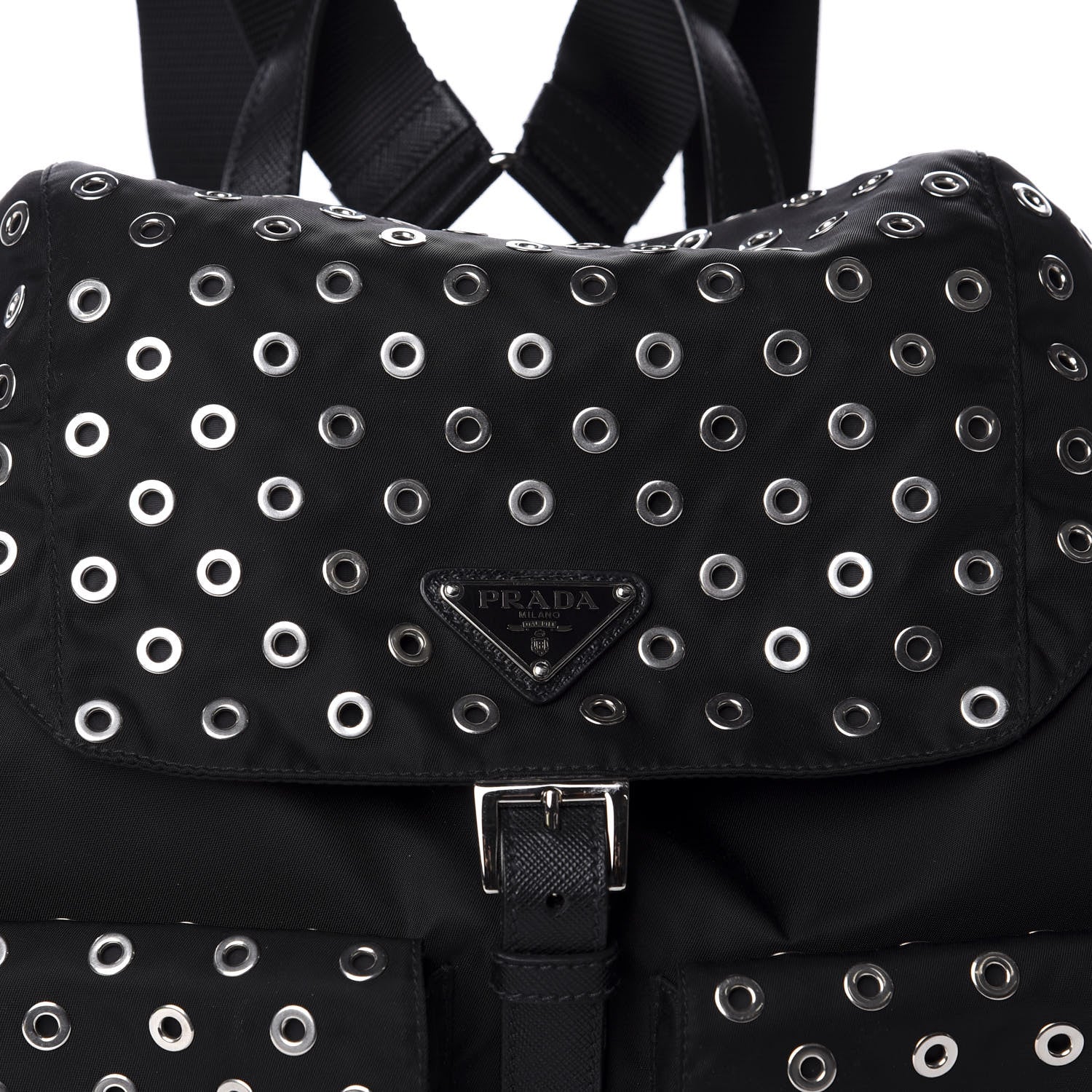 Prada Tessuto Nylon Grommet Backpack Black 8 of 8