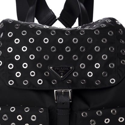 Prada Tessuto Nylon Grommet Backpack Black 8 of 8