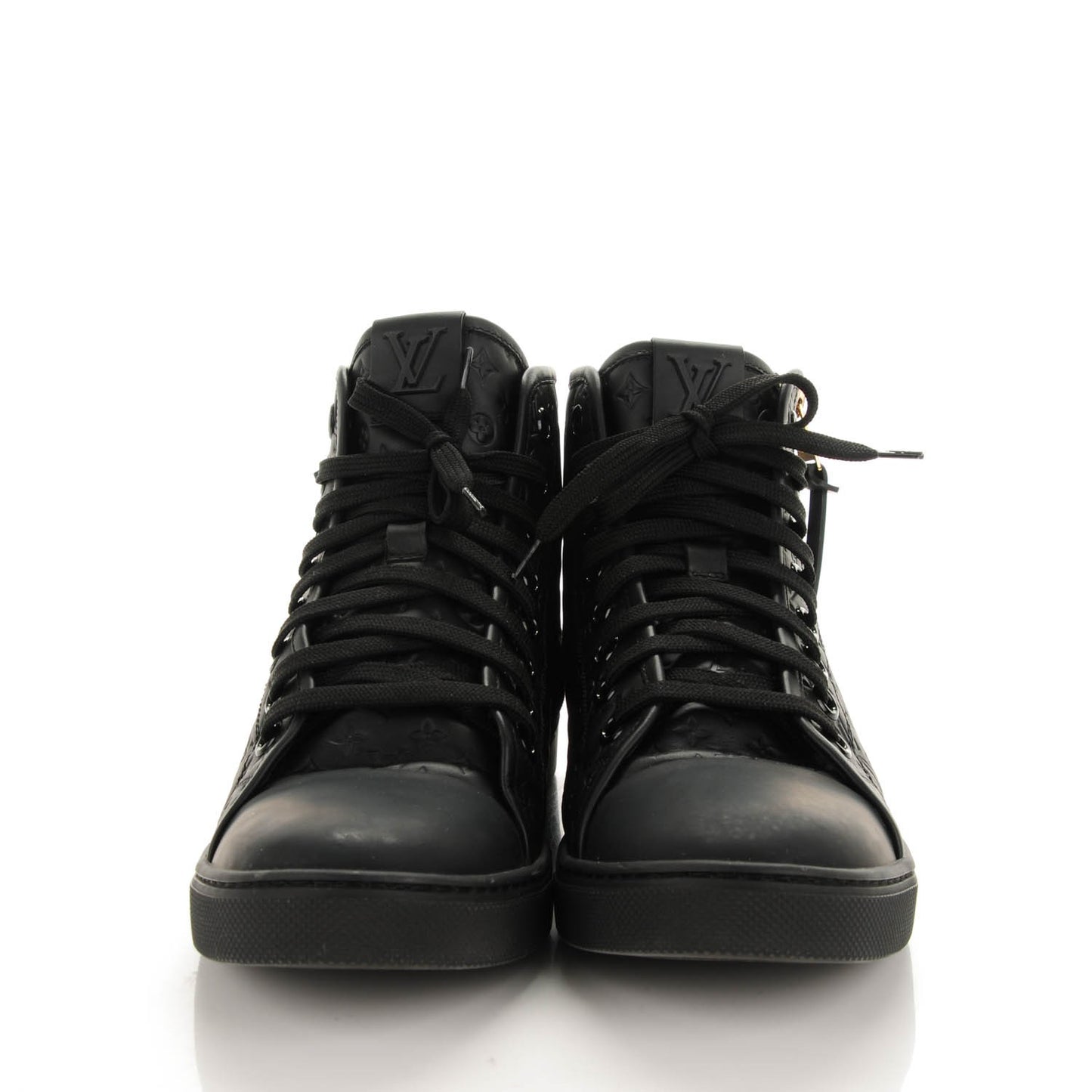 Calfskin Embossed Monogram Punchy High Top Sneakers 39 Black