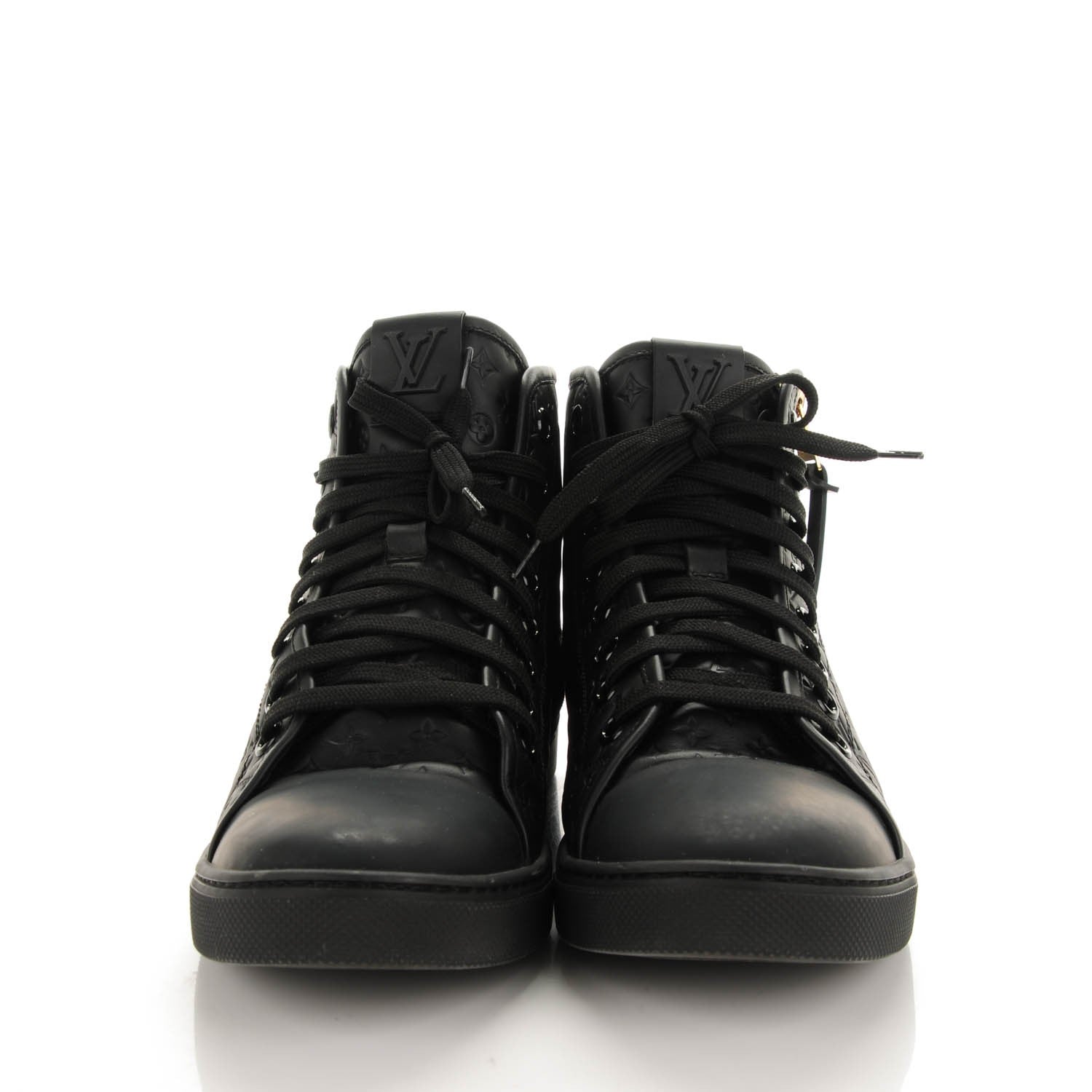 Louis Vuitton Calfskin Embossed Monogram Punchy High Top Sneakers 39 Black 2 of 7