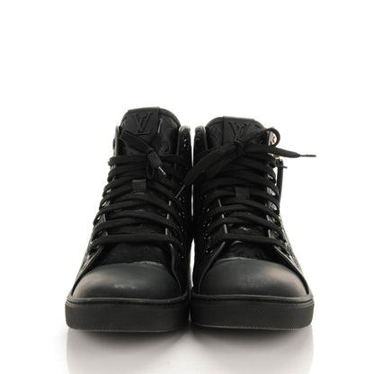 Louis Vuitton Calfskin Embossed Monogram Punchy High Top Sneakers 39 Black 2 of 7