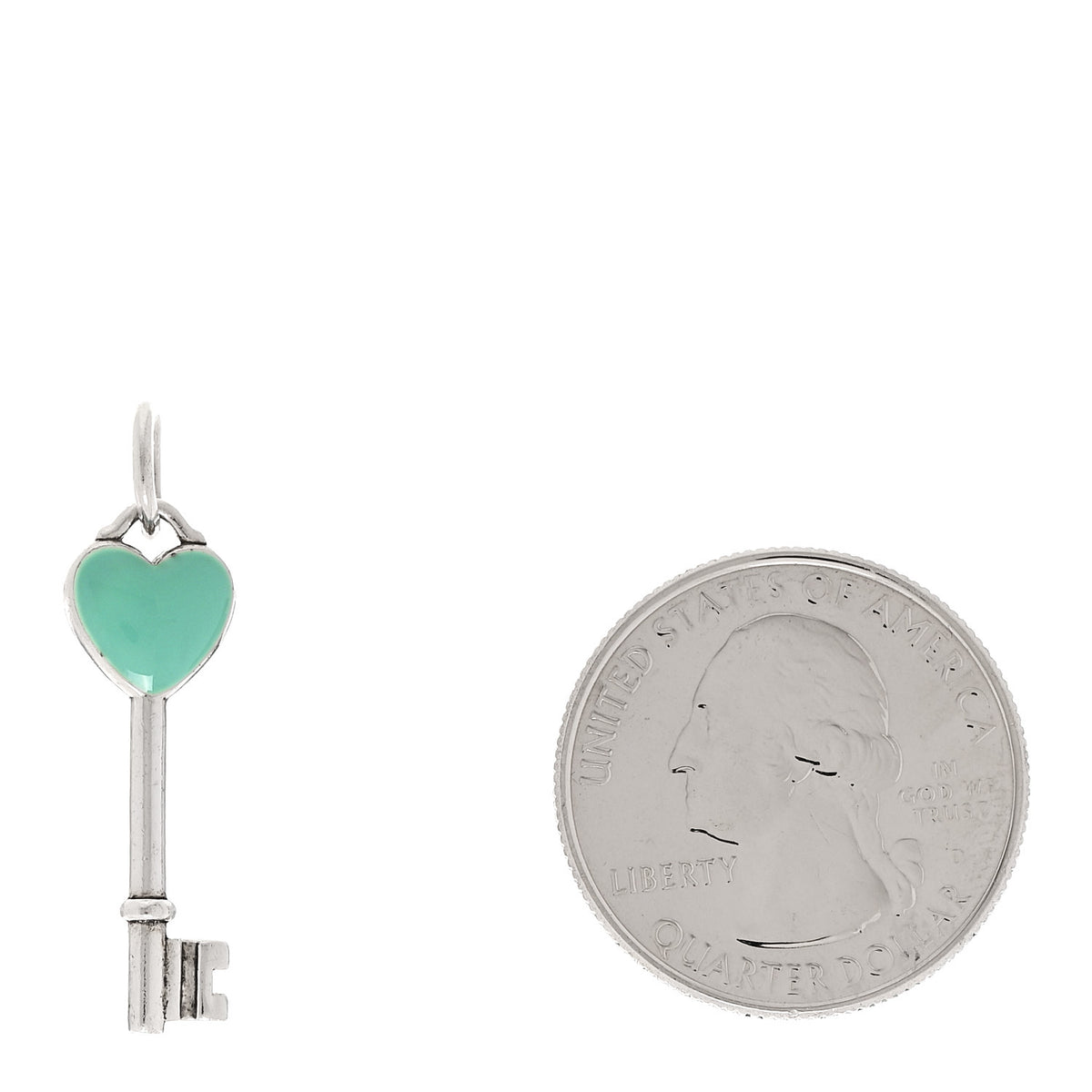 Sterling Silver Enamel Heart Key Pendant Blue