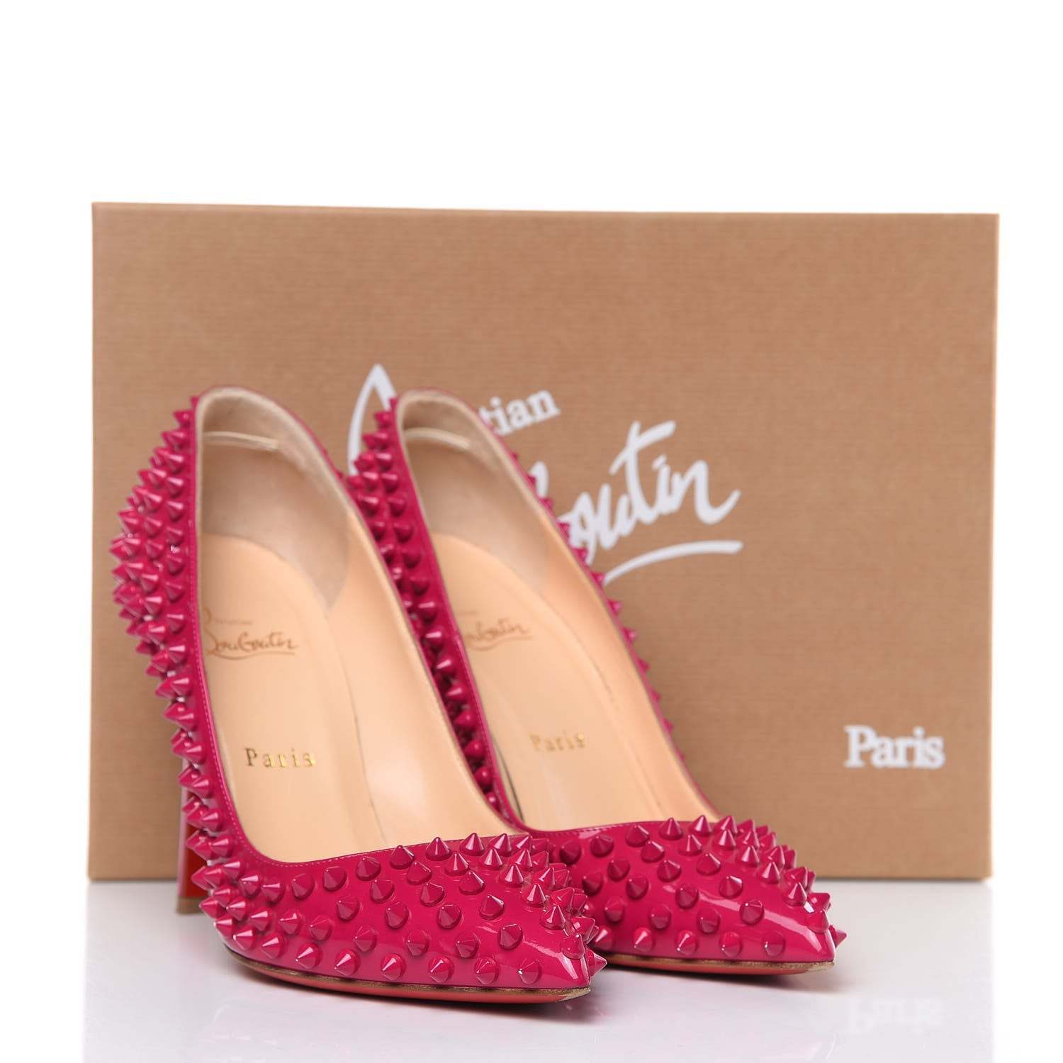 Christian Louboutin Patent Pigalle Spikes 100 Pumps 37.5 Grenadine 11 of 12