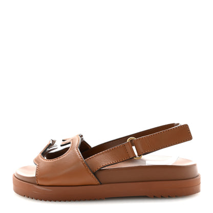 Gucci Cosmos Softy Calfskin Interlocking G Slingback Sandals 38.5 Cuir 1 of 9
