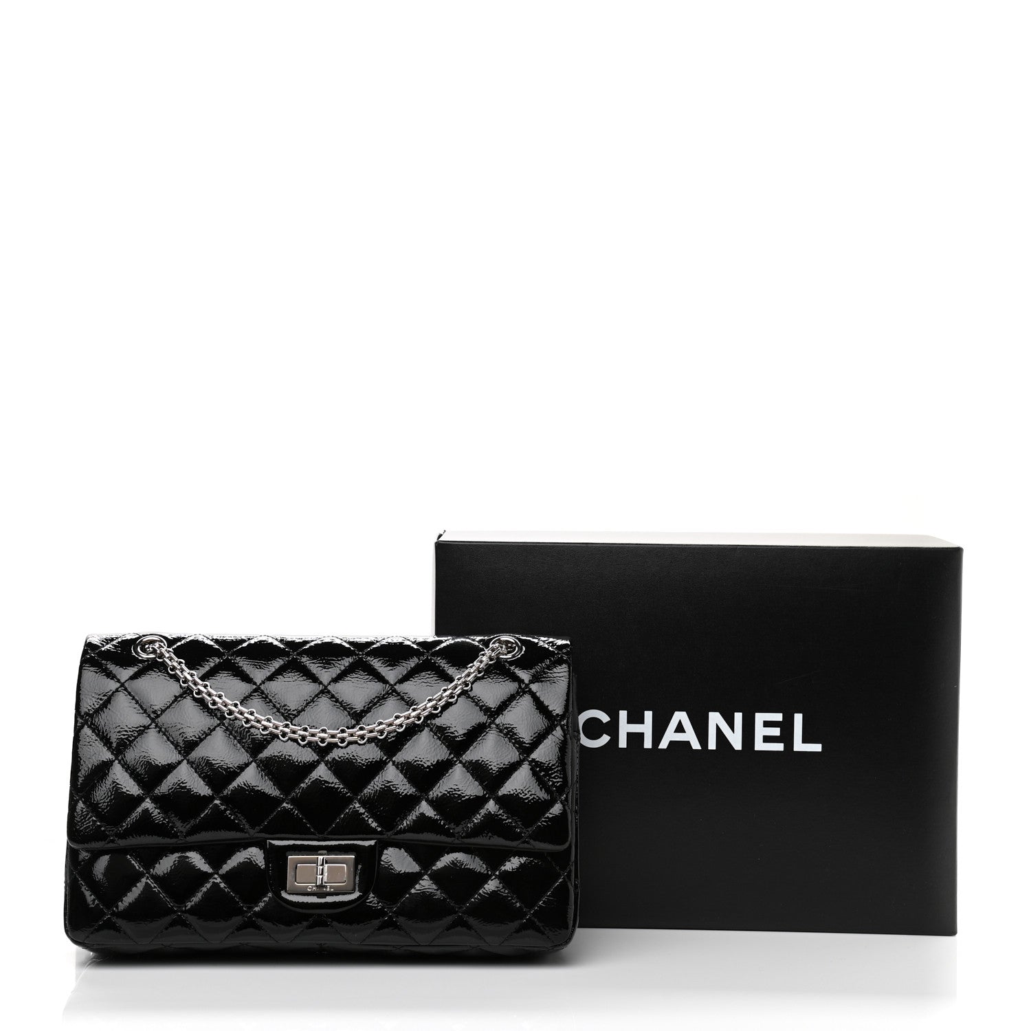 Chanel Distressed Patent Quilted 2.55 Reissue 227 Flap Black 11 of 13