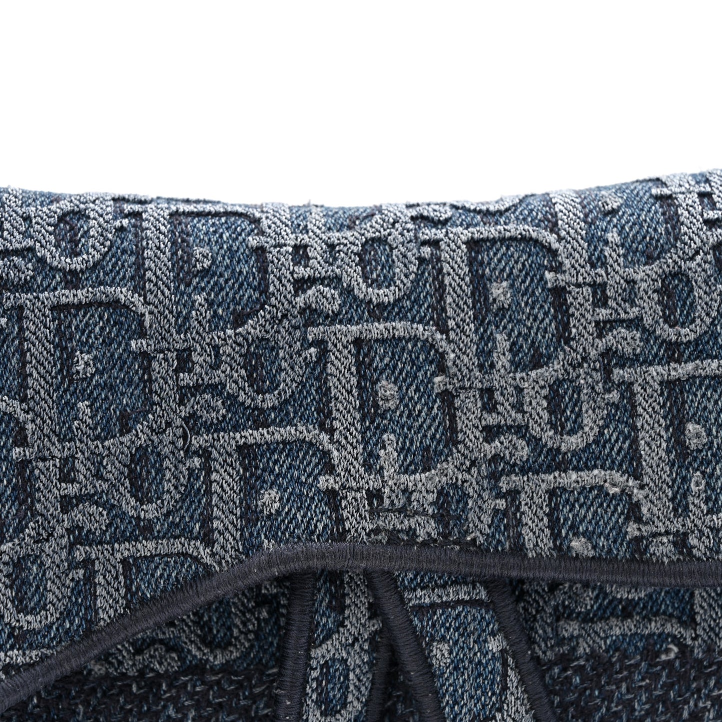 Oblique Embroidered Saddle Bag Denim Blue