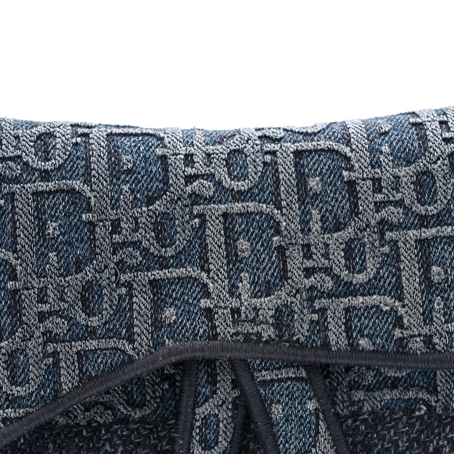 Christian Dior Oblique Embroidered Saddle Bag Denim Blue 8 of 15