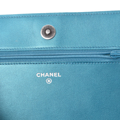 Chanel Metallic Caviar Quilted Boy Wallet On Chain WOC Turquoise 8 of 8