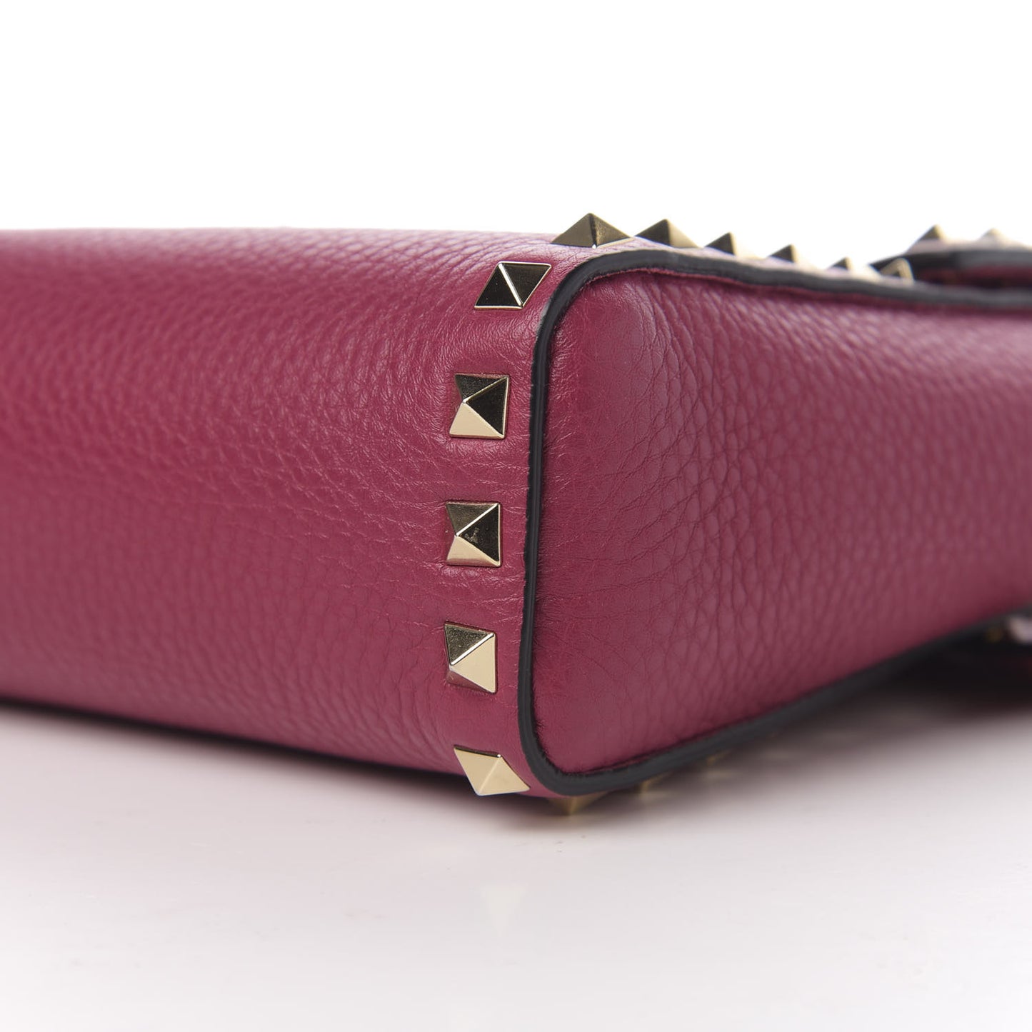 Pebbled Calfskin Rockstud Flip Lock Flap Messenger Raspberry
