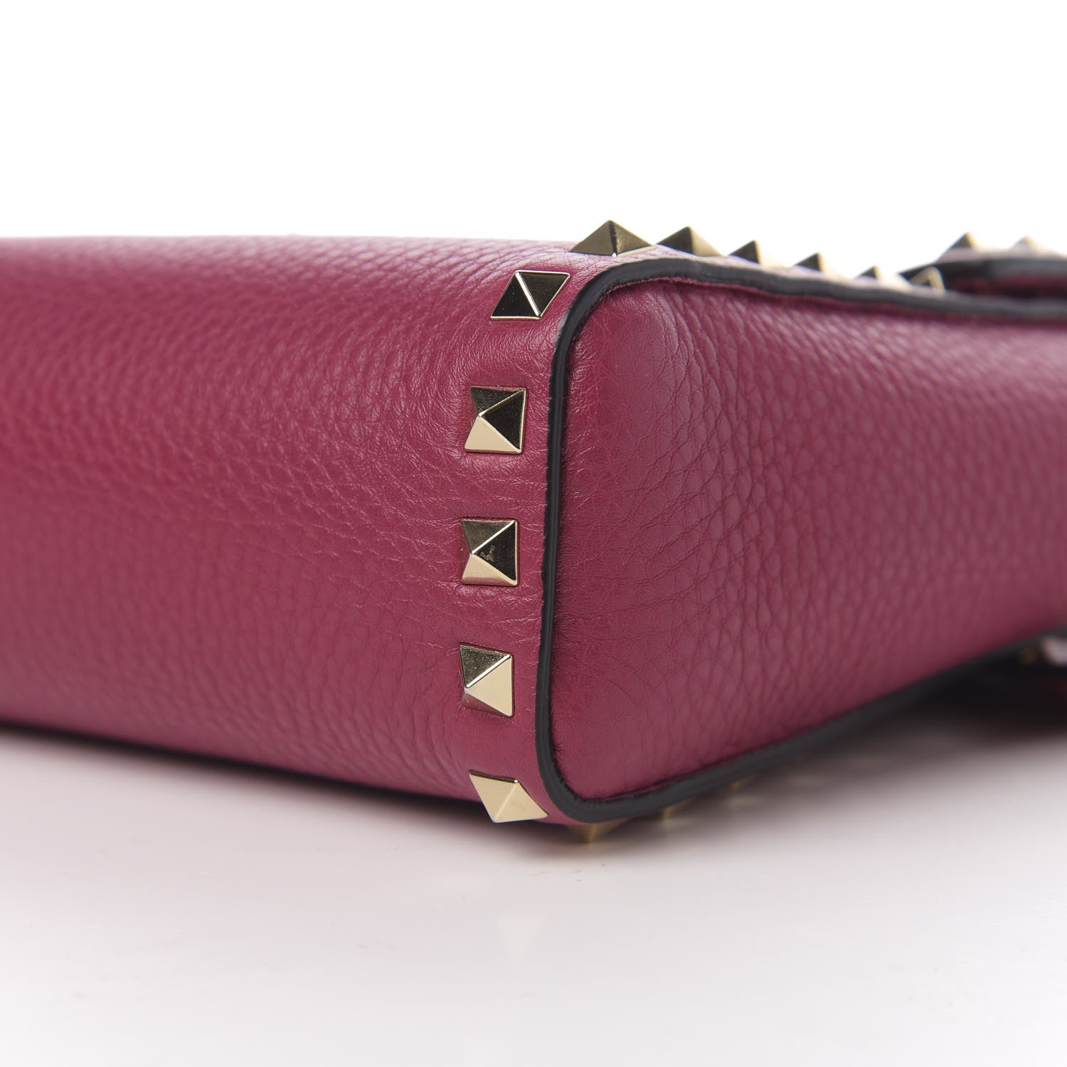 Valentino Garavani Pebbled Calfskin Rockstud Flip Lock Flap Messenger Raspberry 7 of 8