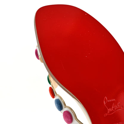 Christian Louboutin Kid Suede Smarta Flat Sandals 37.5 White Multicolor 9 of 14