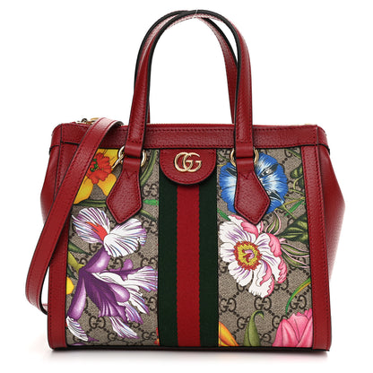 Gucci GG Supreme Monogram Flora Web Small Ophidia Tote Bag Red 1 of 11