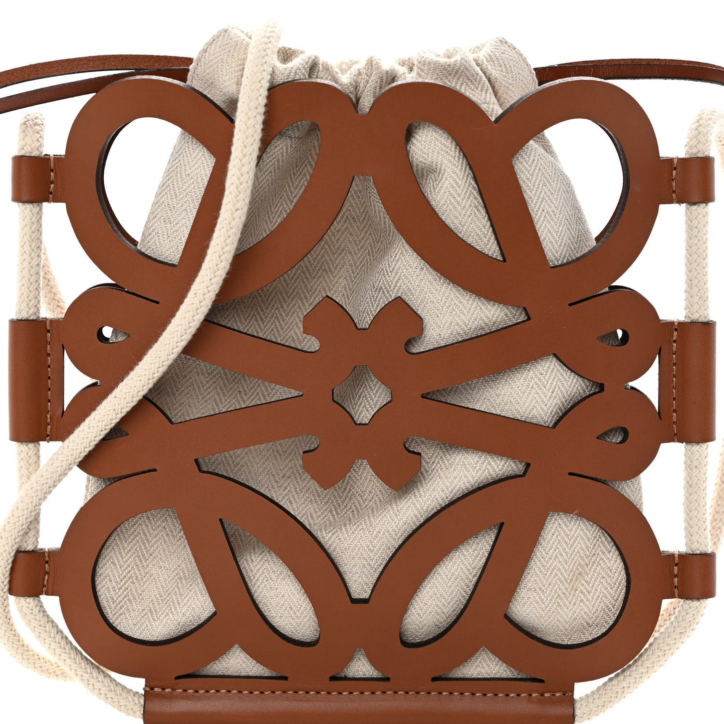 Smooth Calfskin Small Anagram Cutout Tote Tan Beige