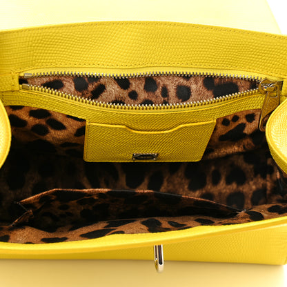 Dolce & Gabbana Lizard Calfskin Embossed Medium Monica Top Handle Bag Yellow 5 of 11