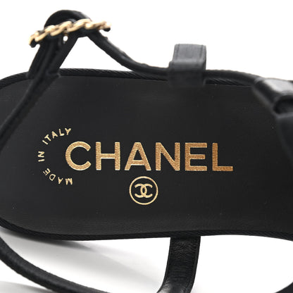 Chanel Lambskin Grosgrain Crystal Chain CC Logo Bow Slingback Flats 40.5 Black 7 of 10
