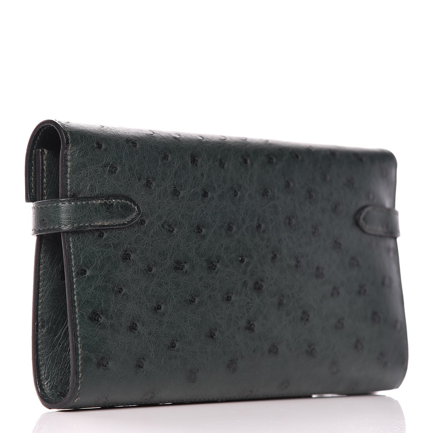 Hermes Ostrich Kelly Longue Wallet Vert Titien 3 of 8