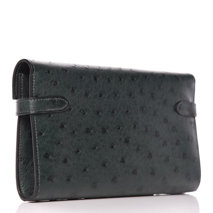 Hermes Ostrich Kelly Longue Wallet Vert Titien 3 of 8