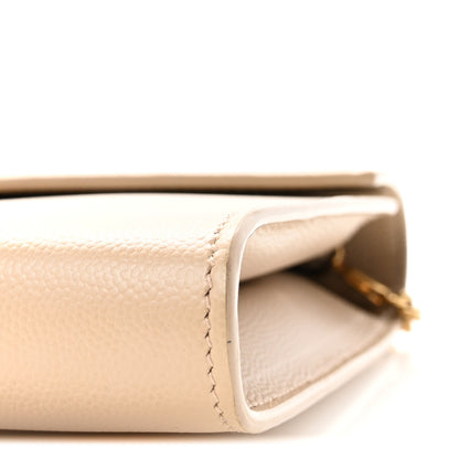 Saint Laurent Grain De Poudre Monogram Cassandra Chain Wallet Dark Beige 9 of 9