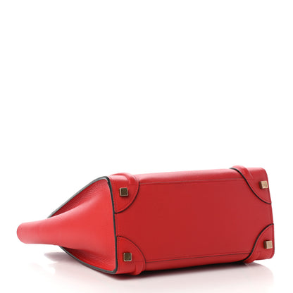 Celine Drummed Calfskin Micro Luggage Red 3 of 8