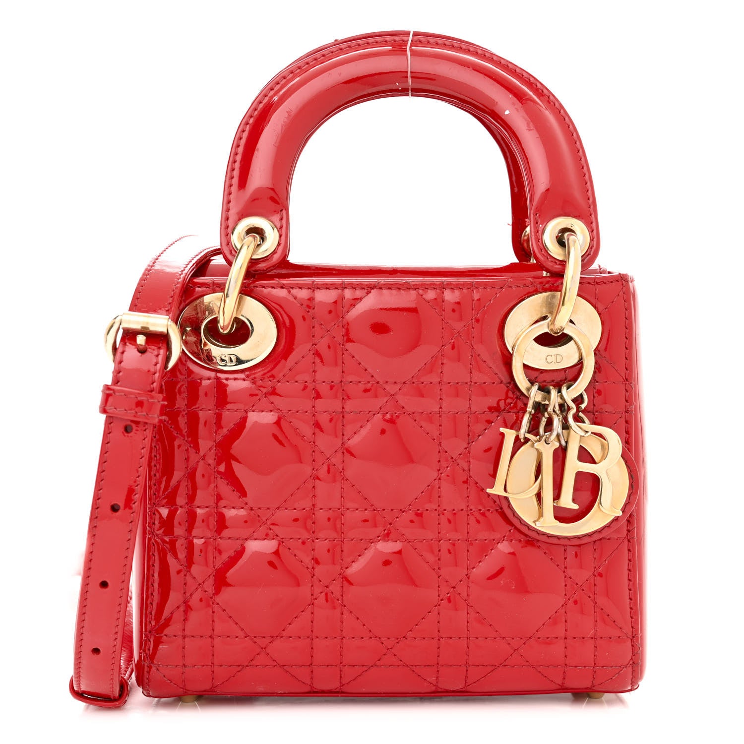 Christian Dior Patent Cannage Mini Lady Dior Red 1 of 14