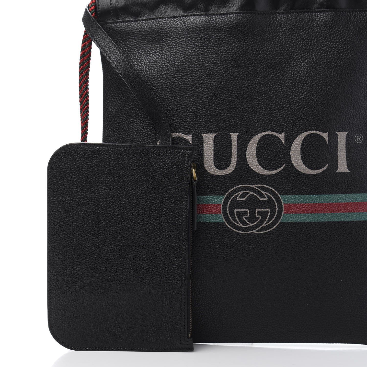 Gucci Calfskin Logo Drawstring Backpack Black 11 of 13