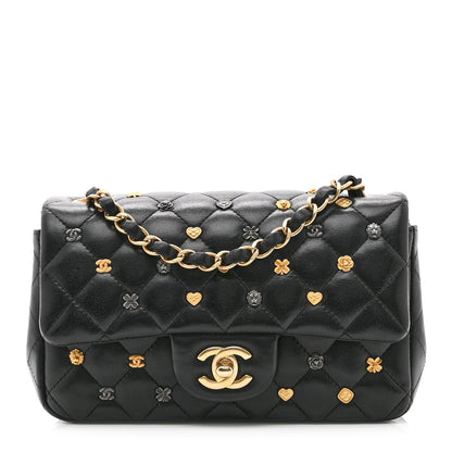 Chanel Lambskin Quilted Studded Mini Rectangular Flap Black 1 of 10