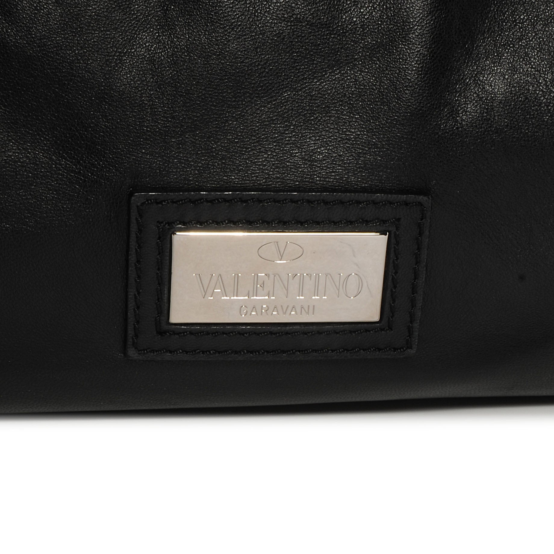 Valentino Garavani Nappa Leather Crystal Rose Glam Tote Black 8 of 8