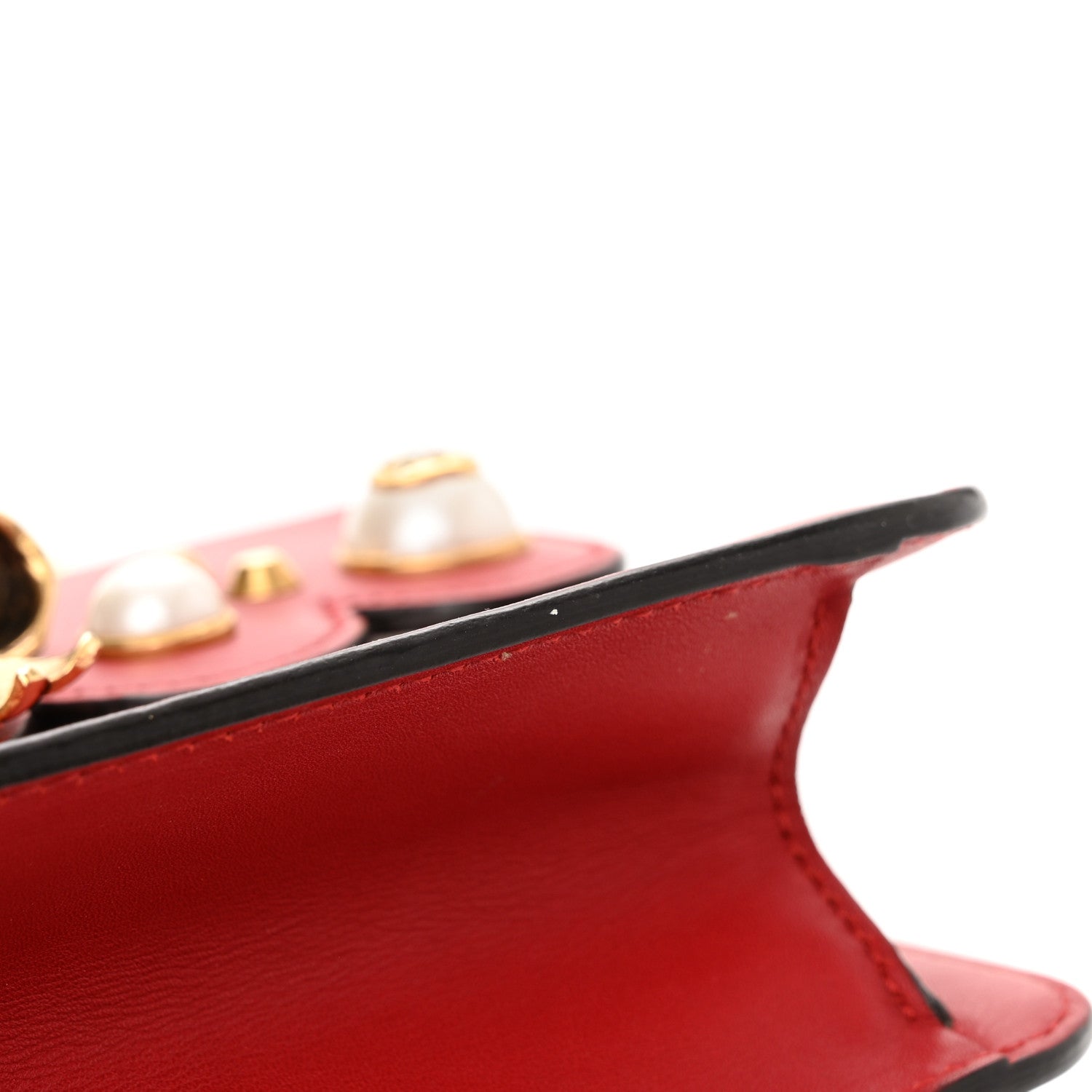 Gucci Calfskin Peony Small Chain Shoulder Bag Hibiscus Red 11 of 14
