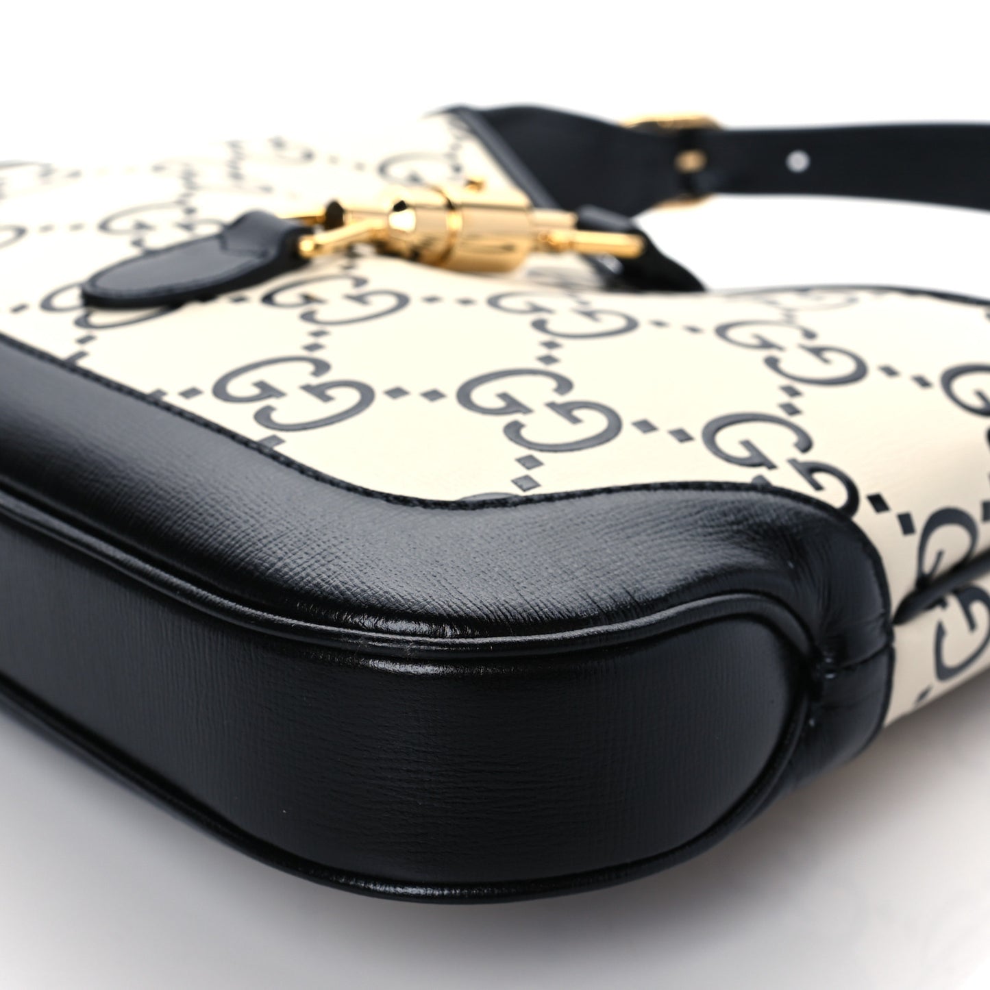 Azalea Calfskin GG Monogram Bi-Color Debossed Small Jackie 1961 Hobo Mystic White Black