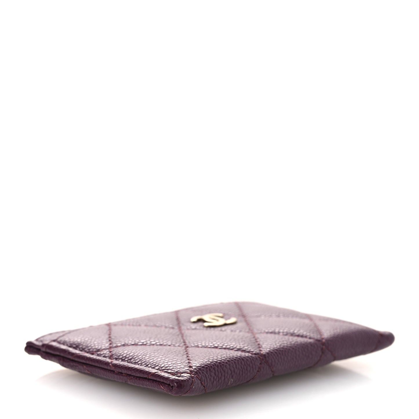 Caviar Quilted Card Holder Burgundy