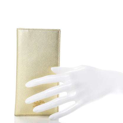 Prada Metallic Saffiano Metal Checkbook Cover Platino 3 of 7