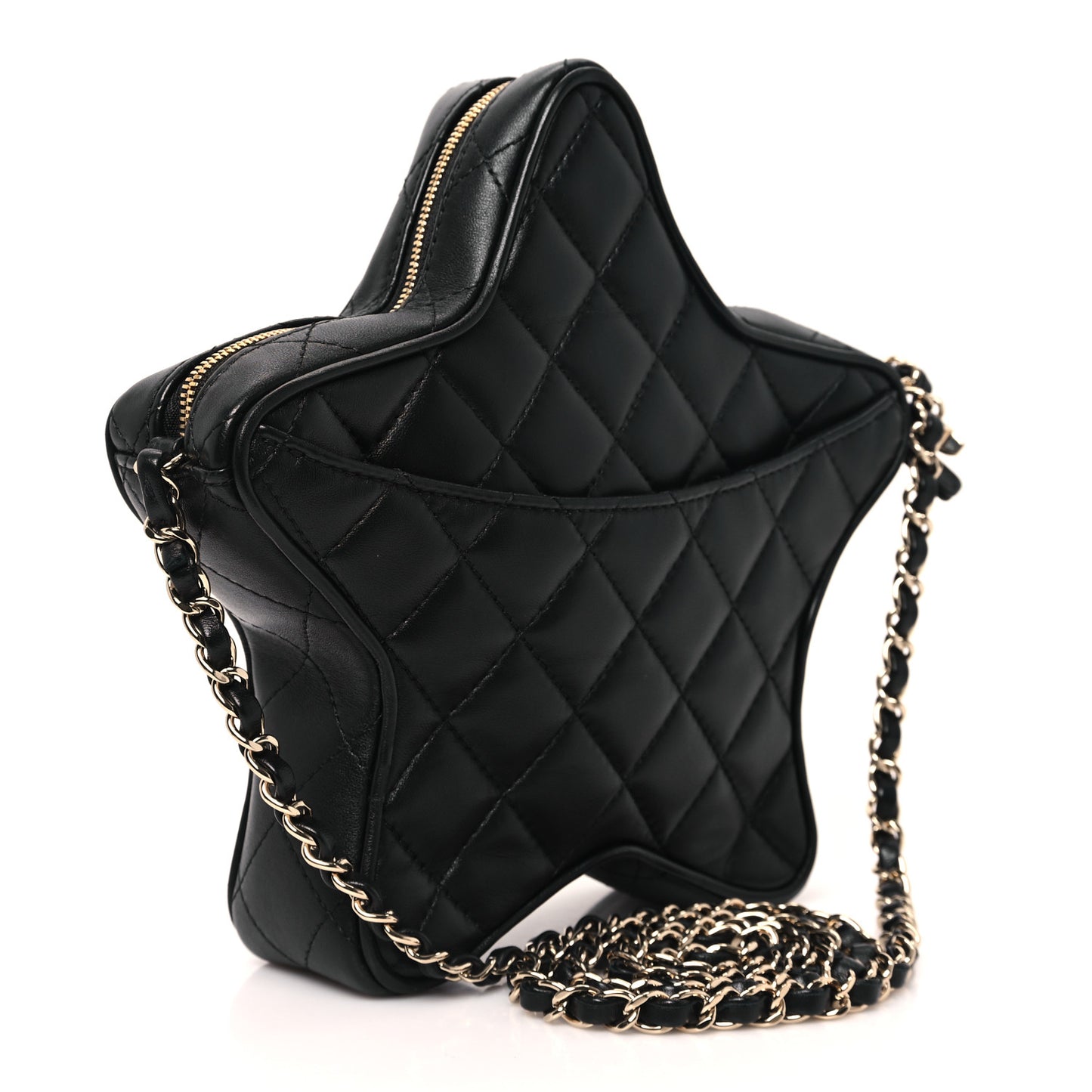 Lambskin Quilted Walk of Fame Star Bag Black