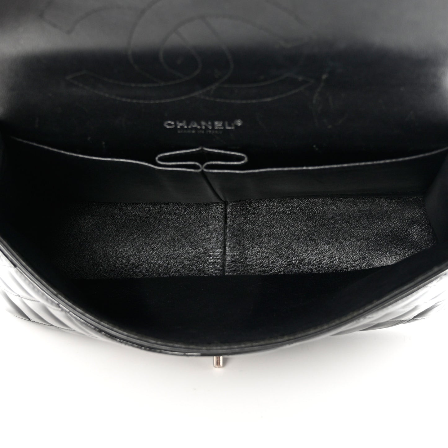 Patent Quilted Jumbo Double Flap Black