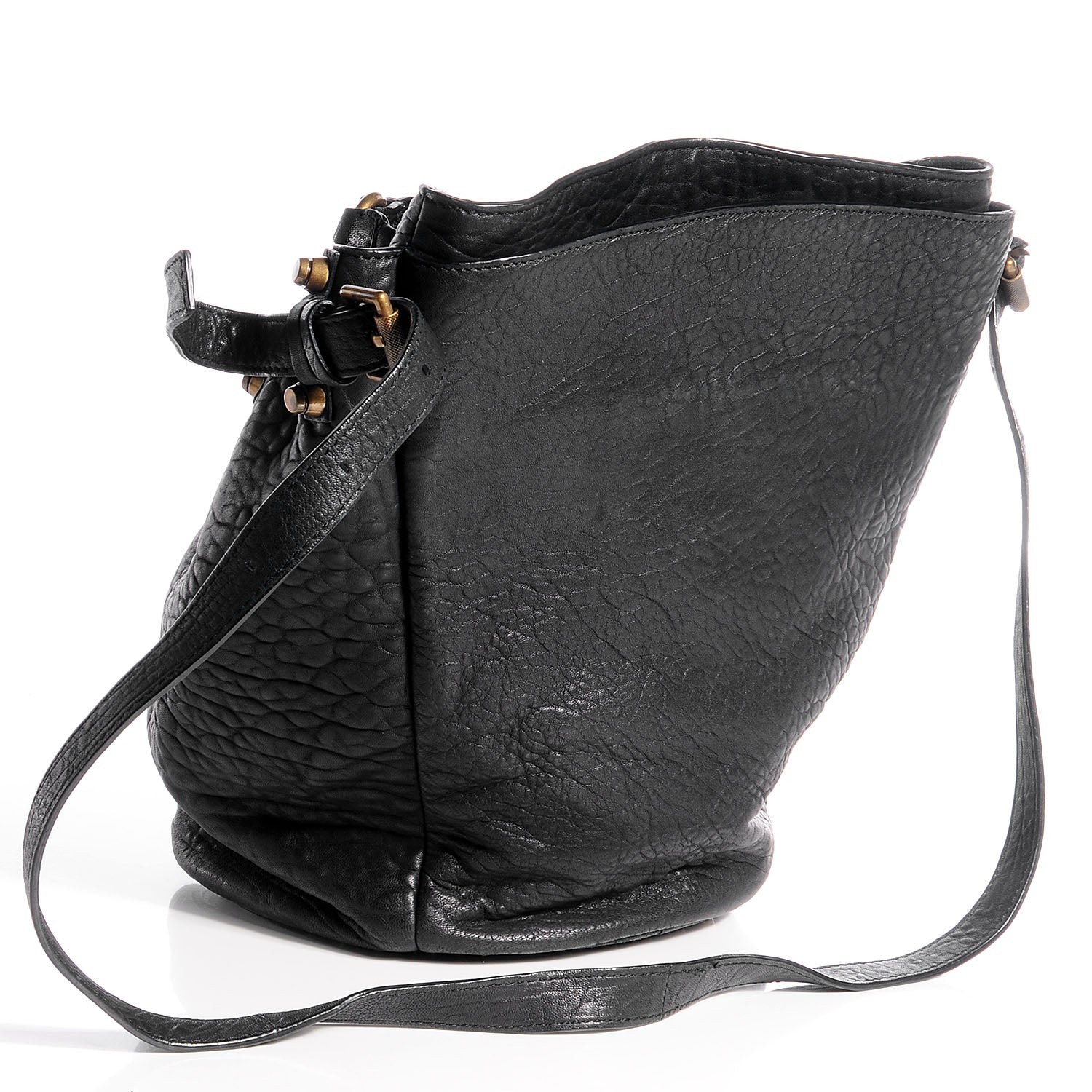 Alexander Wang Leather Diego Bucket Bag w Antique Brass Hardware Black 4 of 7