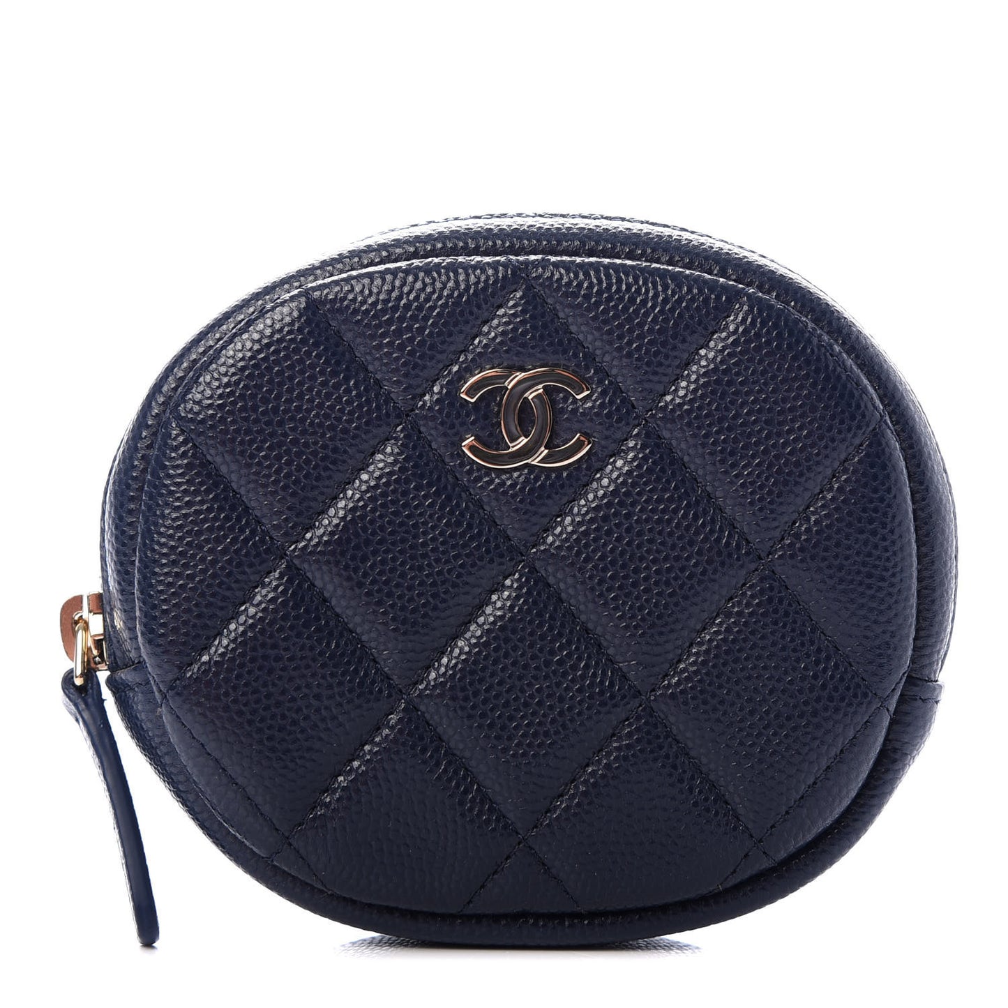 Caviar Quilted Zip Around Classic Coin Purse Navy Blue