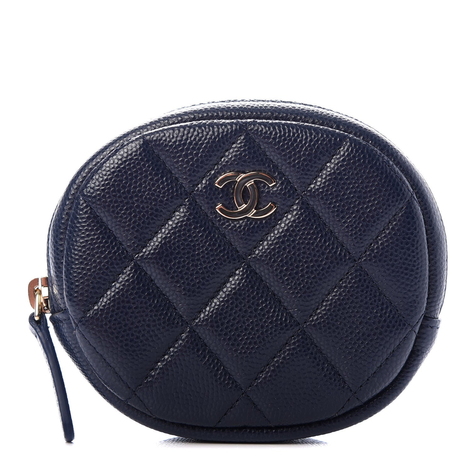 Chanel Caviar Quilted Zip Around Classic Coin Purse Navy Blue 1 of 8