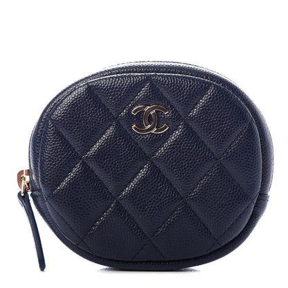 Chanel Caviar Quilted Zip Around Classic Coin Purse Navy Blue 1 of 8